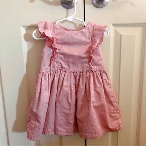 Pink dress with silver heart polkadots